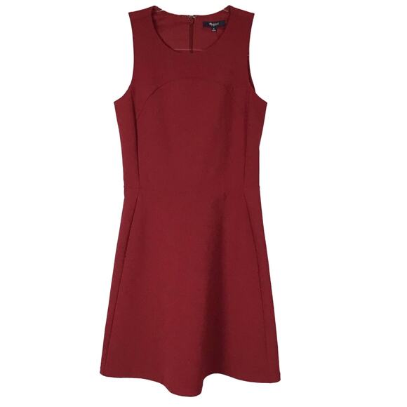 Madewell Adore Sleeveless Fit and Flare Dress Brick Burgundy Dark Red sz 0 - Picture 5 of 16